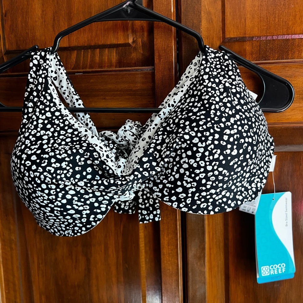 Coco Reef Black and White Polka Dot Bikini Top